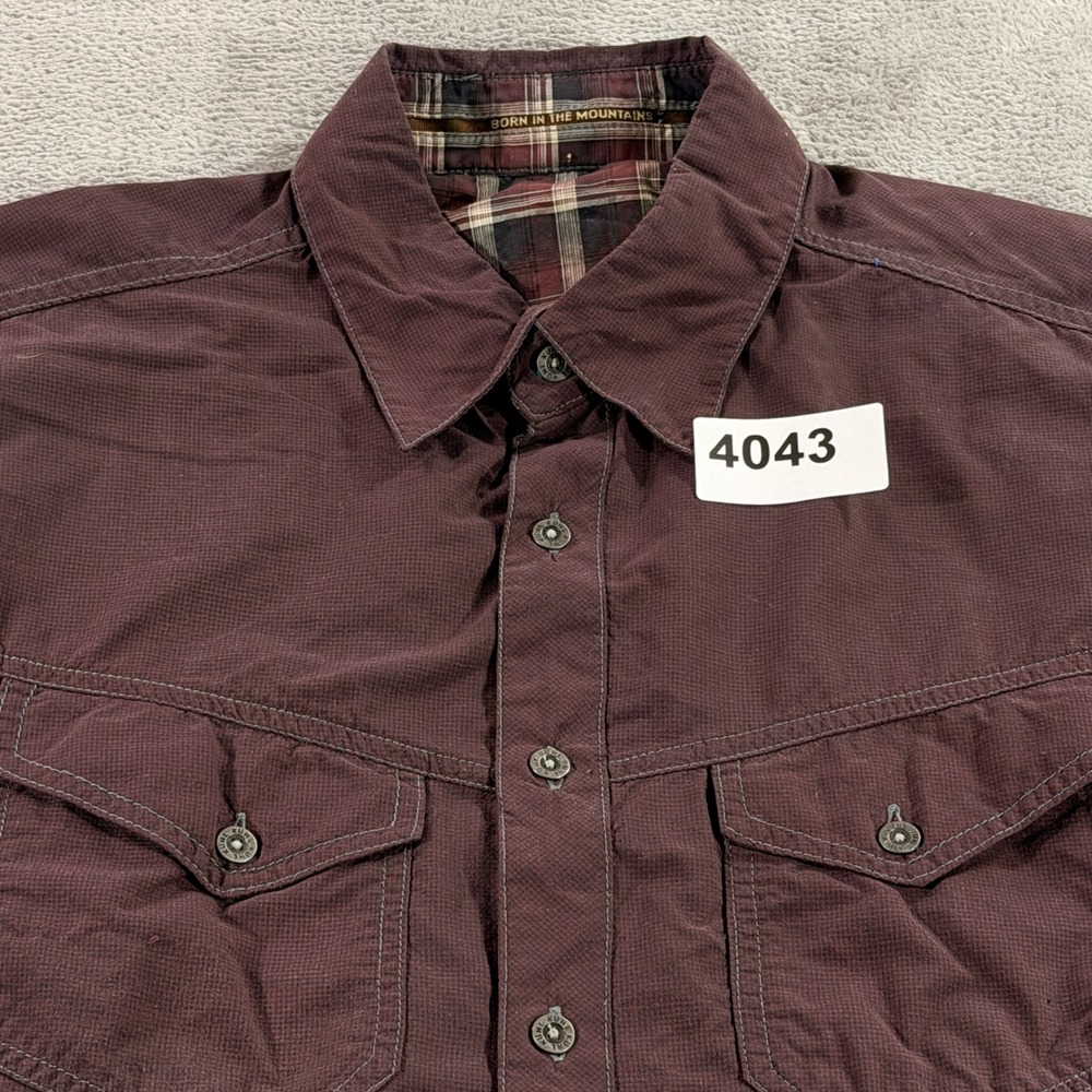KUHL Button Down Shirt Mens M Burgundy Ripstop Short Sleeve RN108846